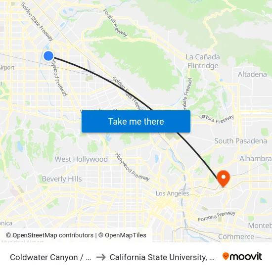 Coldwater Canyon / Strathern to California State University, Los Angeles map