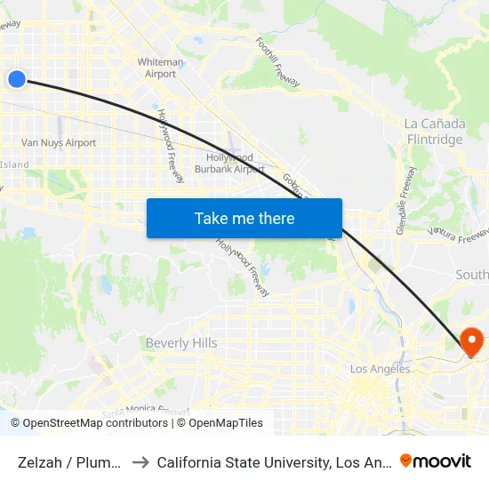 Zelzah / Plummer to California State University, Los Angeles map