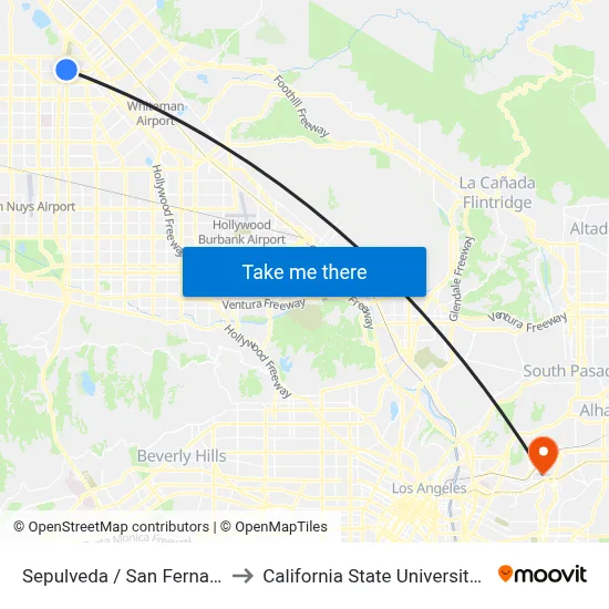 Sepulveda / San Fernando Mission to California State University, Los Angeles map