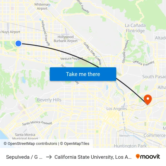 Sepulveda / G Line to California State University, Los Angeles map