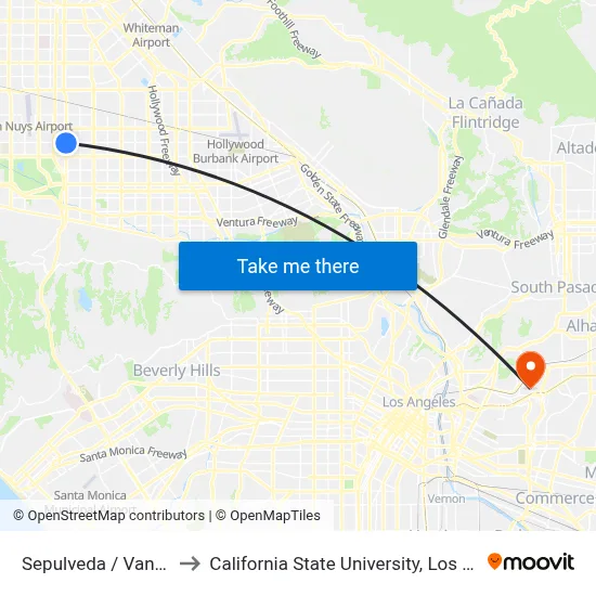 Sepulveda / Vanowen to California State University, Los Angeles map