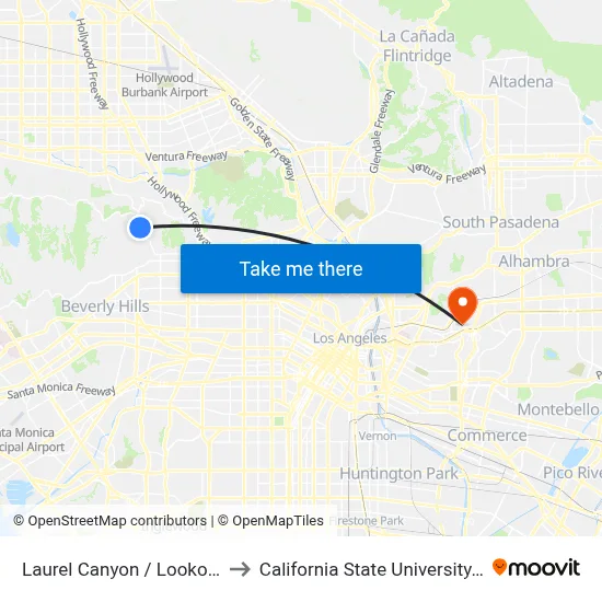 Laurel Canyon / Lookout Mountain to California State University, Los Angeles map