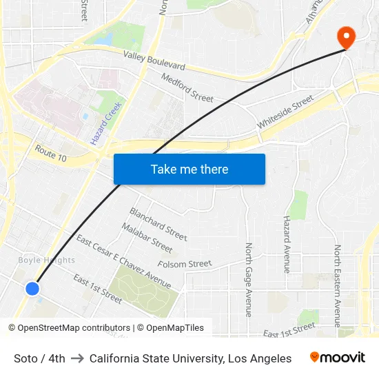 Soto / 4th to California State University, Los Angeles map