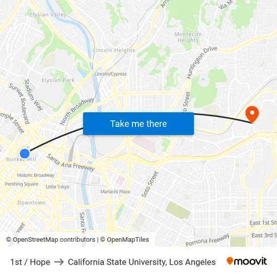 1st / Hope to California State University, Los Angeles map