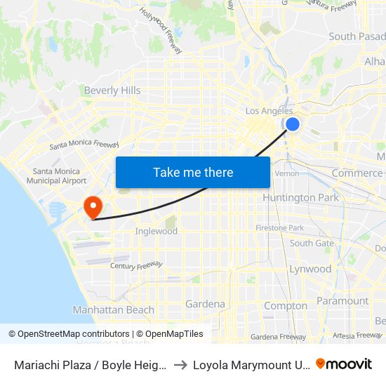 Mariachi Plaza / Boyle Heights Station to Loyola Marymount University map