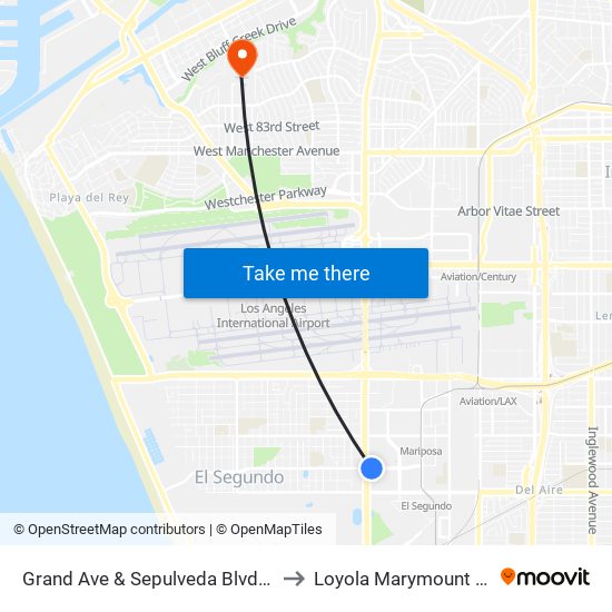 Grand Ave & Sepulveda Blvd (Eastbound) to Loyola Marymount University map