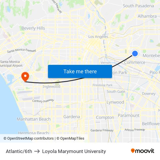 Atlantic/6th to Loyola Marymount University map