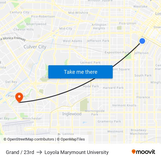 Grand / 23rd to Loyola Marymount University map