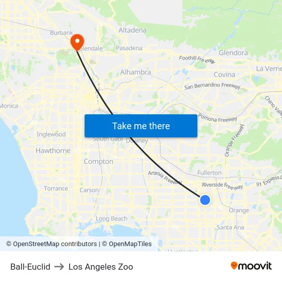 Ball-Euclid to Los Angeles Zoo map