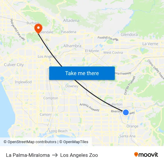 La Palma-Miraloma to Los Angeles Zoo map