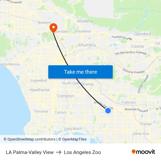 LA Palma-Valley View to Los Angeles Zoo map
