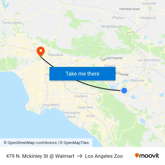 479 N. Mckinley St @ Walmart to Los Angeles Zoo map