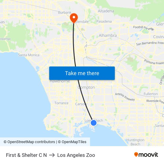 First & Shelter C N to Los Angeles Zoo map