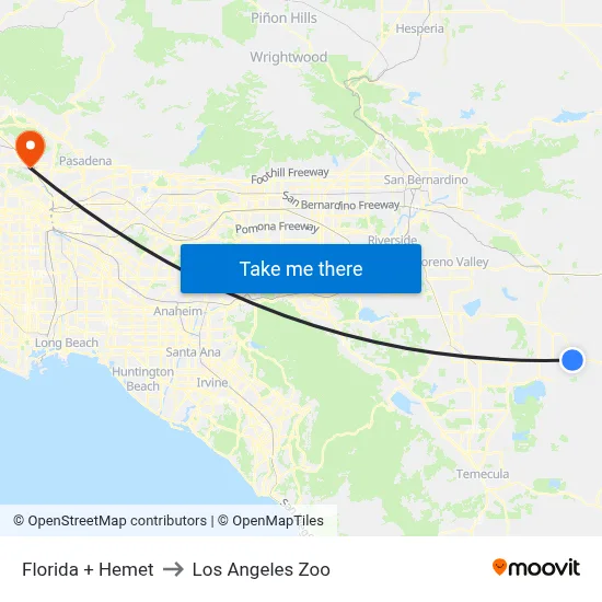 Florida + Hemet to Los Angeles Zoo map