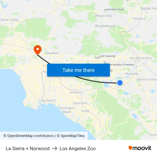 La Sierra + Norwood to Los Angeles Zoo map