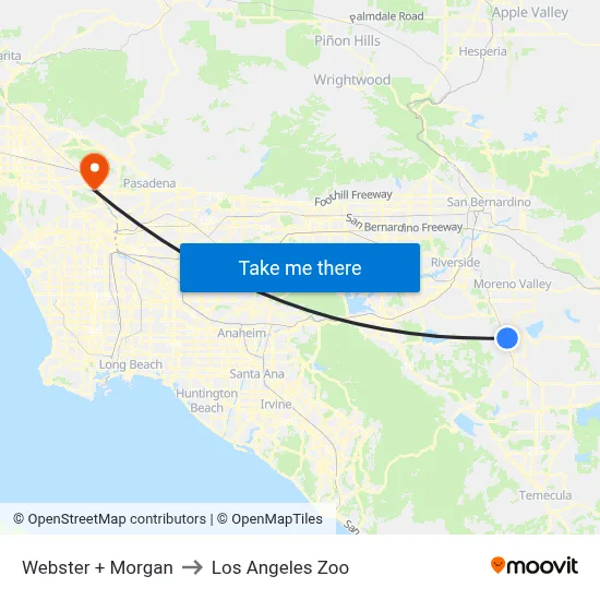 Webster + Morgan to Los Angeles Zoo map