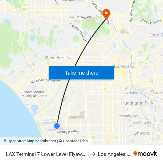 LAX Terminal 7 Lower Level Flyaway Stop to Los Angeles Zoo map