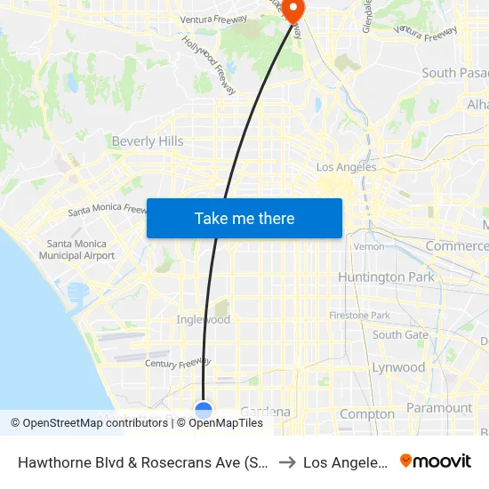 Hawthorne Blvd & Rosecrans Ave (Southbound) to Los Angeles Zoo map