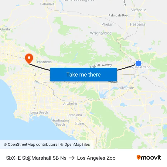 SbX- E St@Marshall SB Ns to Los Angeles Zoo map