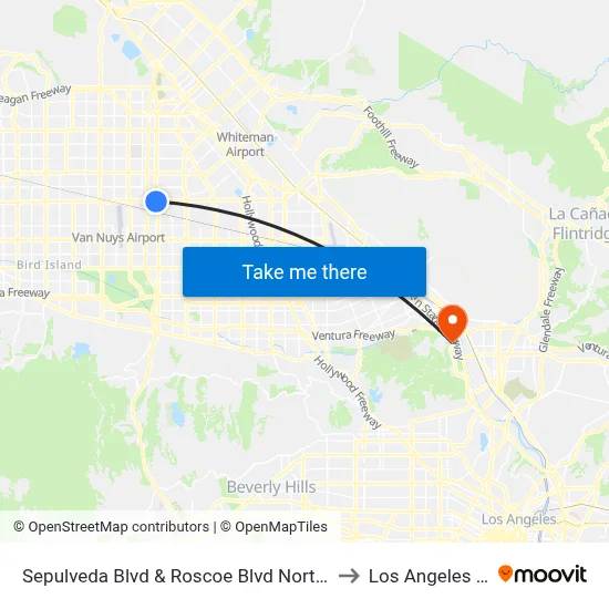 Sepulveda Blvd & Roscoe Blvd Northbound to Los Angeles Zoo map