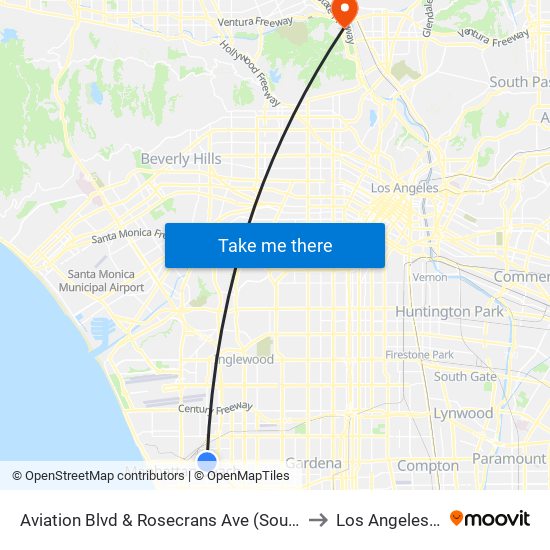 Aviation Blvd & Rosecrans Ave (Southbound) to Los Angeles Zoo map