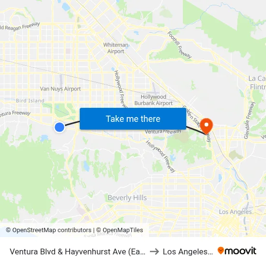 Ventura Blvd & Hayvenhurst Ave (Eastbound) to Los Angeles Zoo map
