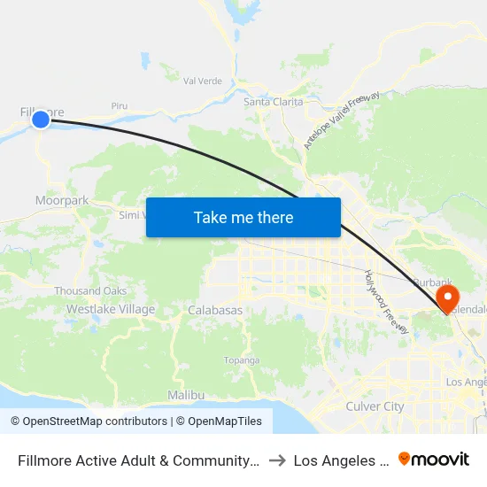 Fillmore Active Adult & Community Center to Los Angeles Zoo map
