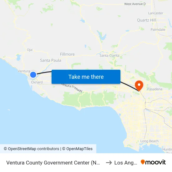 Ventura County Government Center (NW Victoria Ave/Telephone Rd) to Los Angeles Zoo map