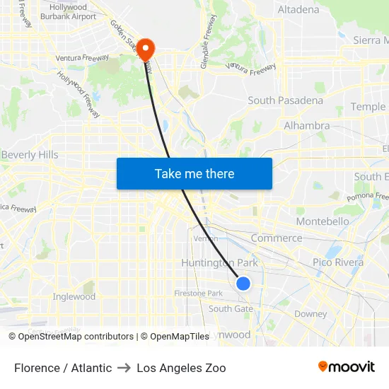 Florence / Atlantic to Los Angeles Zoo map