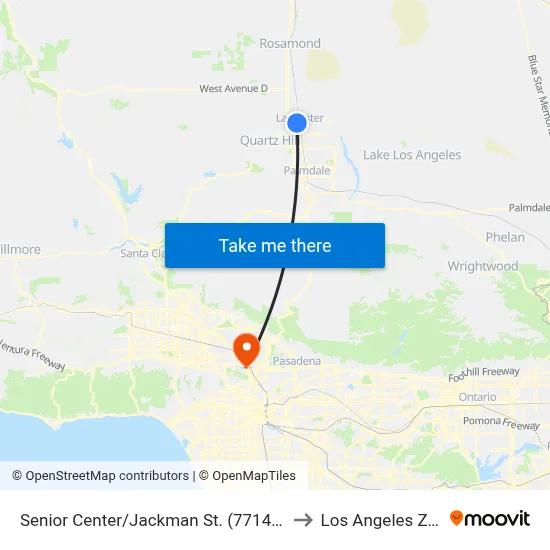 Senior Center/Jackman St. (771438) to Los Angeles Zoo map