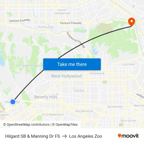 Hilgard SB & Manning Dr FS to Los Angeles Zoo map