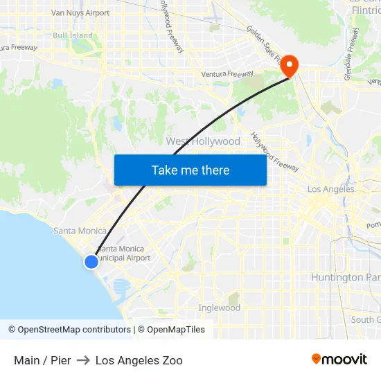 Main / Pier to Los Angeles Zoo map