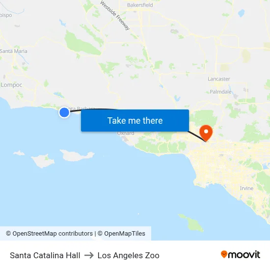 Santa Catalina Hall to Los Angeles Zoo map
