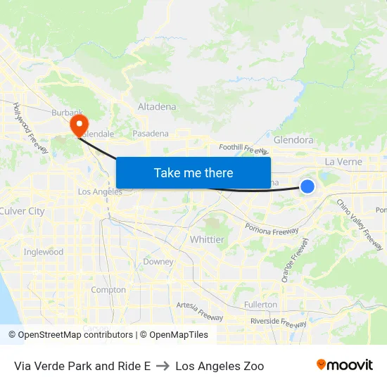 Via Verde Park and Ride   E to Los Angeles Zoo map