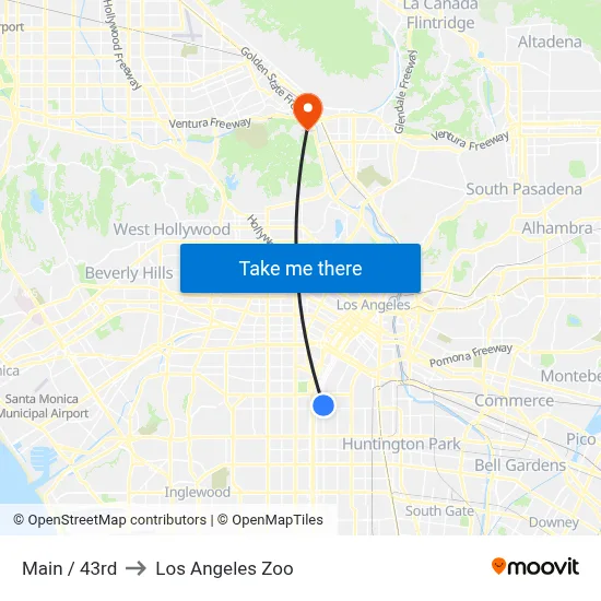 Main / 43rd to Los Angeles Zoo map