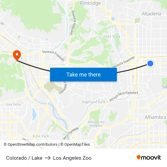 Colorado / Lake to Los Angeles Zoo map