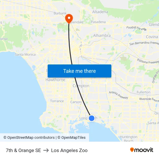 7th & Orange SE to Los Angeles Zoo map