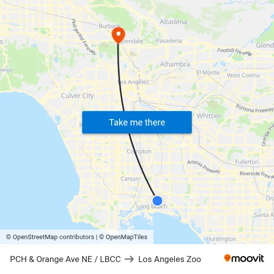 PCH & Orange Ave NE / LBCC to Los Angeles Zoo map