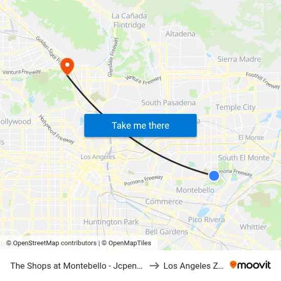 The Shops at Montebello - Jcpenney to Los Angeles Zoo map