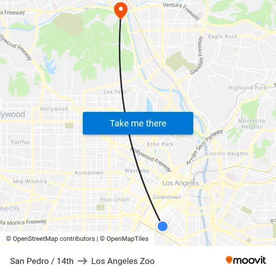 San Pedro / 14th to Los Angeles Zoo map