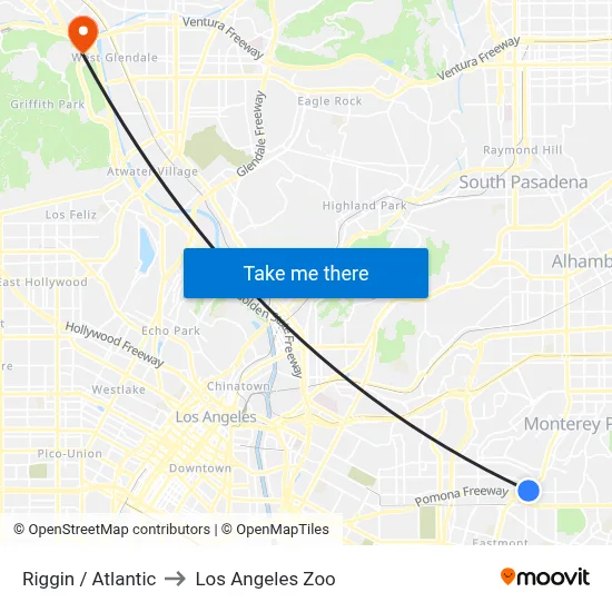 Riggin / Atlantic to Los Angeles Zoo map