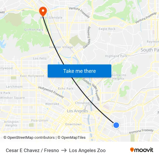 Cesar E Chavez / Fresno to Los Angeles Zoo map