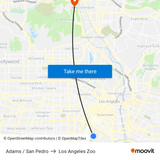 Adams / San Pedro to Los Angeles Zoo map
