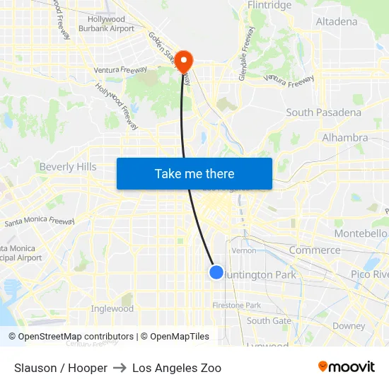 Slauson / Hooper to Los Angeles Zoo map