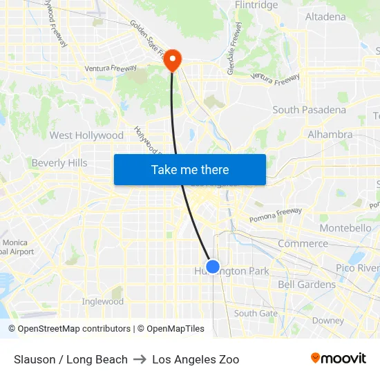 Slauson / Long Beach to Los Angeles Zoo map