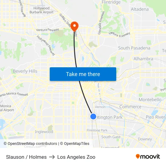Slauson / Holmes to Los Angeles Zoo map