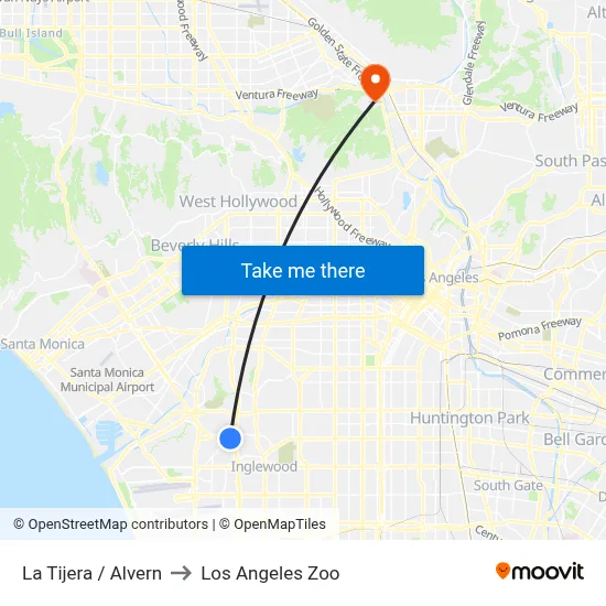 La Tijera / Alvern to Los Angeles Zoo map