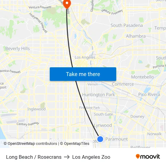 Long Beach / Rosecrans to Los Angeles Zoo map