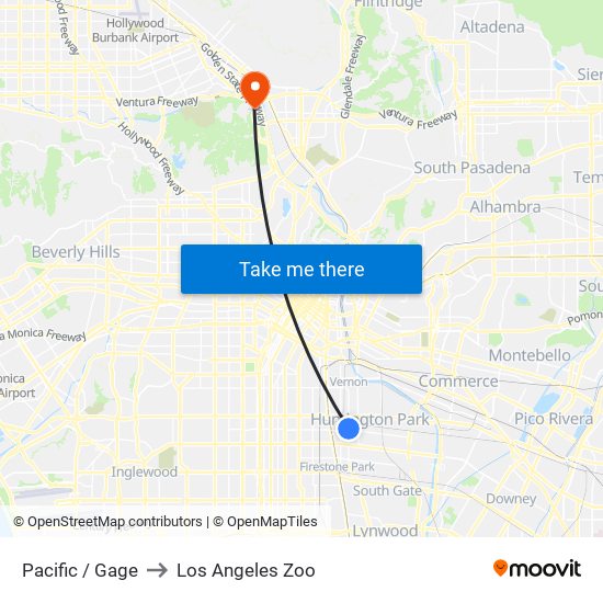 Pacific / Gage to Los Angeles Zoo map