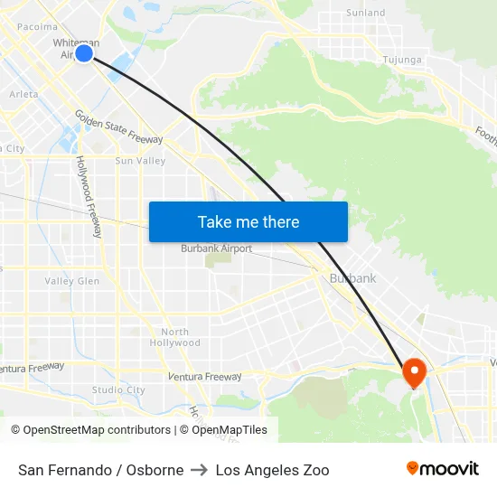 San Fernando / Osborne to Los Angeles Zoo map